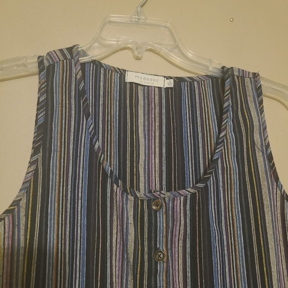 Mododoc | Women's Sandcastle Stripe Tiered Ruffle Mini Dress (Size Small) - Picture 4 of 12